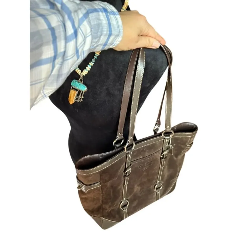 Vintage‎ Coach Brown Suede Bridle Bit Purse